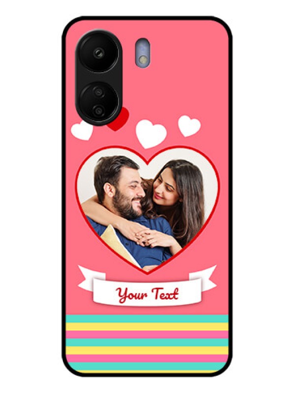 Custom Poco C65 Custom Glass Phone Case - Love Shapes Doodle Design
