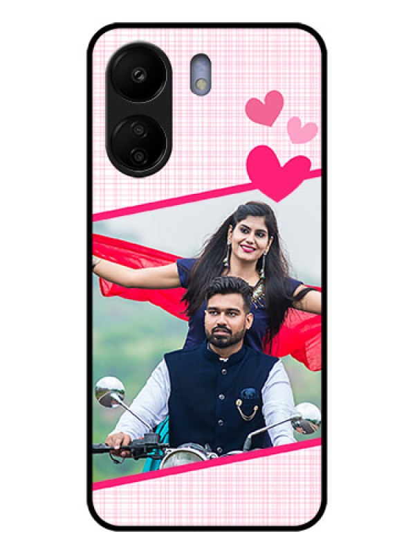 Custom Poco C65 Custom Glass Phone Case - Love Shape Heart Design