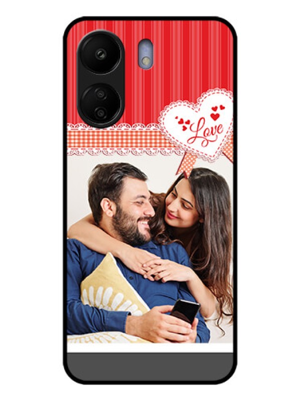 Custom Poco C65 Custom Glass Phone Case - Red Love Pattern Design