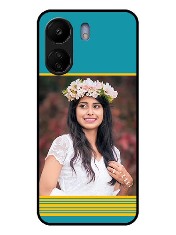 Custom Poco C65 Custom Glass Phone Case - Yellow & Blue Design