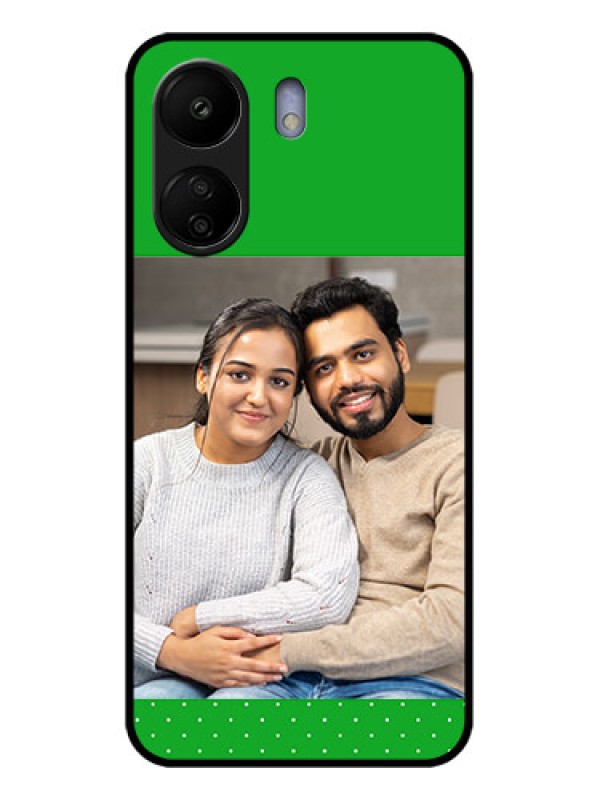Custom Poco C65 Custom Glass Phone Case - Green Pattern Design