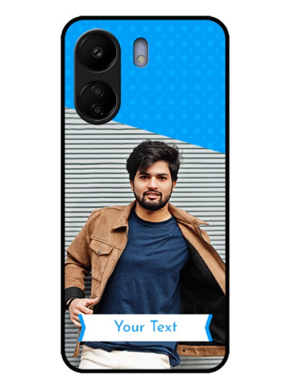 Custom Poco C65 Custom Glass Phone Case - Simple Blue Color Design