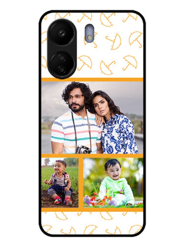Custom Poco C65 Custom Glass Phone Case - Yellow Pattern Design
