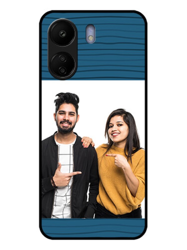 Custom Poco C65 Custom Glass Phone Case - Blue Pattern Cover Design