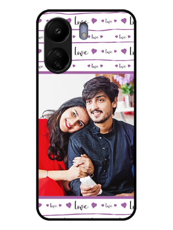 Custom Poco C65 Custom Glass Phone Case - Couples Heart Design