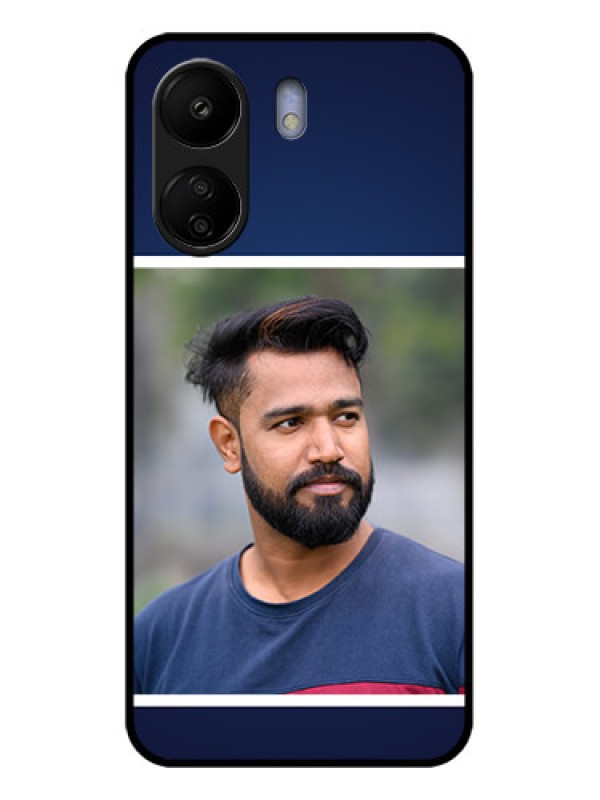 Custom Poco C65 Custom Glass Phone Case - Simple Royal Blue Design