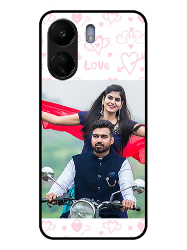Custom Poco C65 Custom Glass Phone Case - Pink Flying Heart Design
