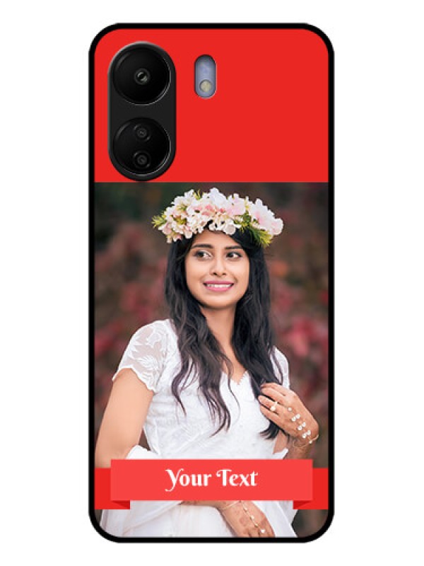 Custom Poco C65 Custom Glass Phone Case - Simple Red Color Design