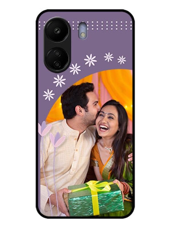 Custom Poco C65 Custom Glass Phone Case - Lavender Flowers Design