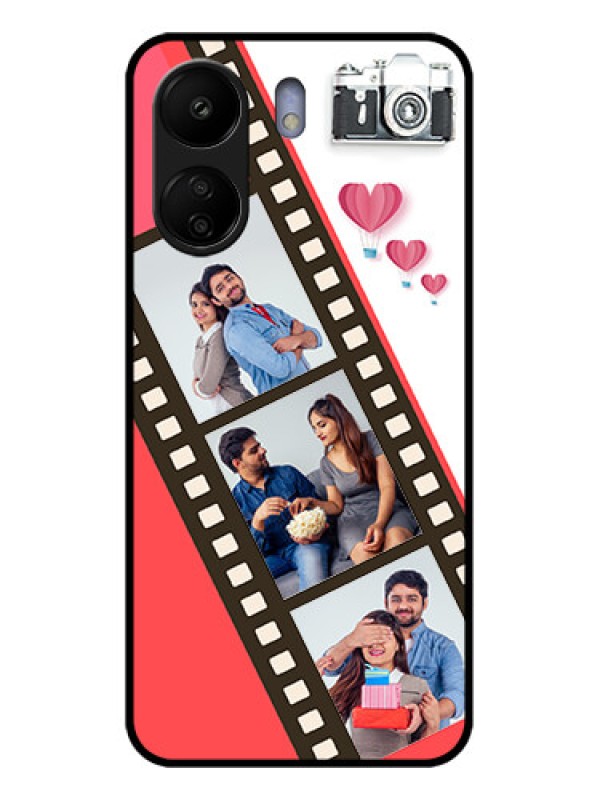Custom Poco C65 Custom Glass Phone Case - 3 Image Holder With Film Reel