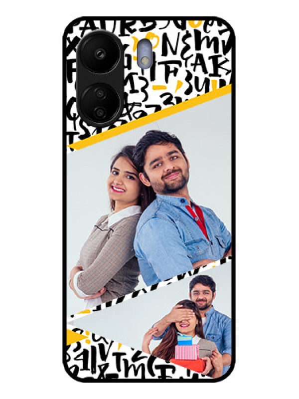 Custom Poco C65 Custom Glass Phone Case - Letters Pattern Design