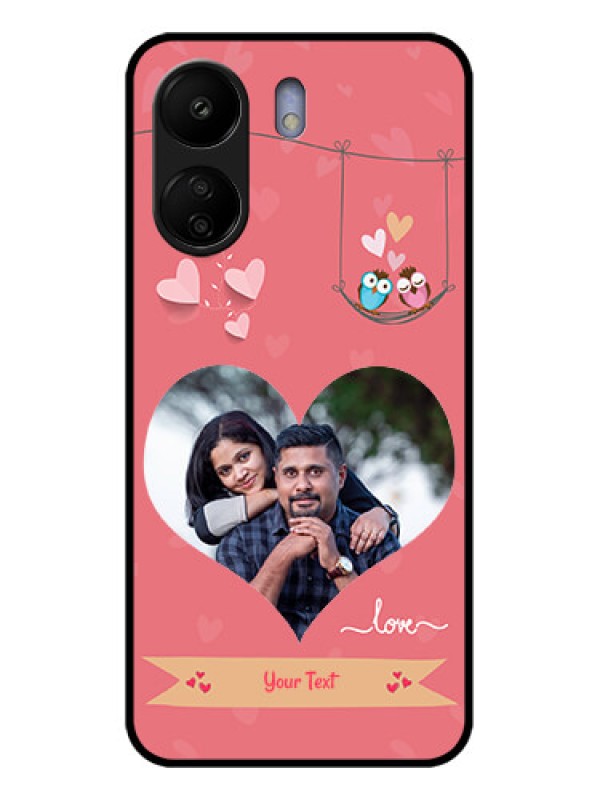Custom Poco C65 Custom Glass Phone Case - Peach Color Love Design
