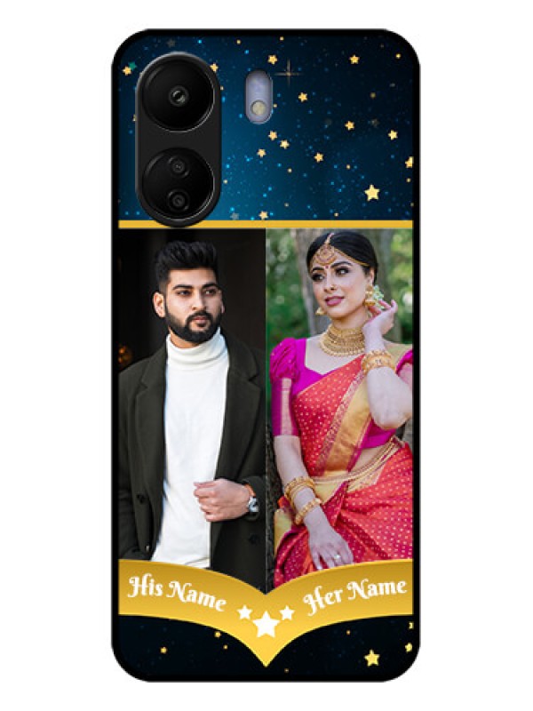 Custom Poco C65 Custom Glass Phone Case - Galaxy Stars Backdrop Design