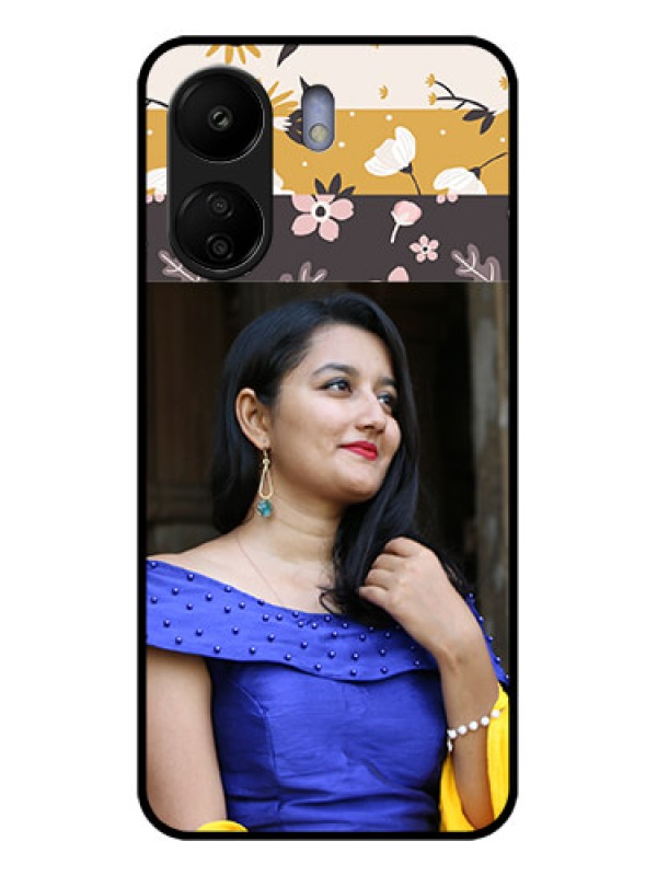 Custom Poco C65 Custom Glass Phone Case - Stylish Floral Design