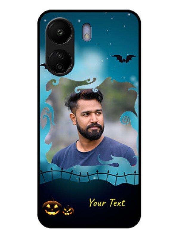 Custom Poco C65 Custom Glass Phone Case - Halloween Frame Design