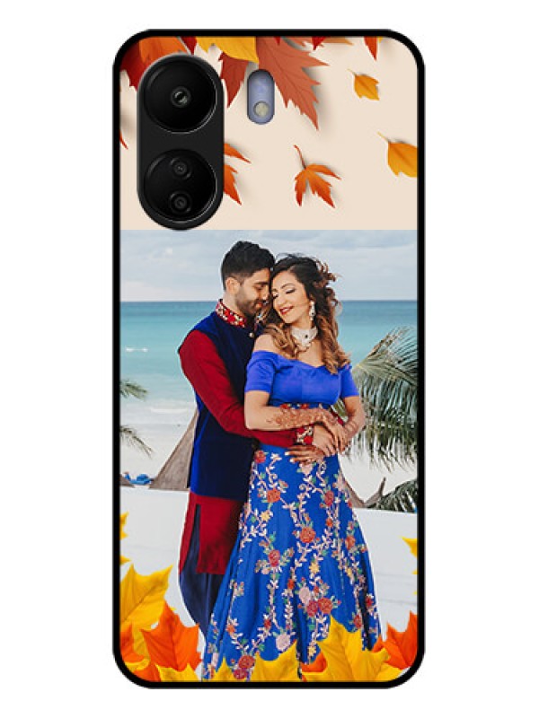 Custom Poco C65 Custom Glass Phone Case - Autumn Maple Leaves Design
