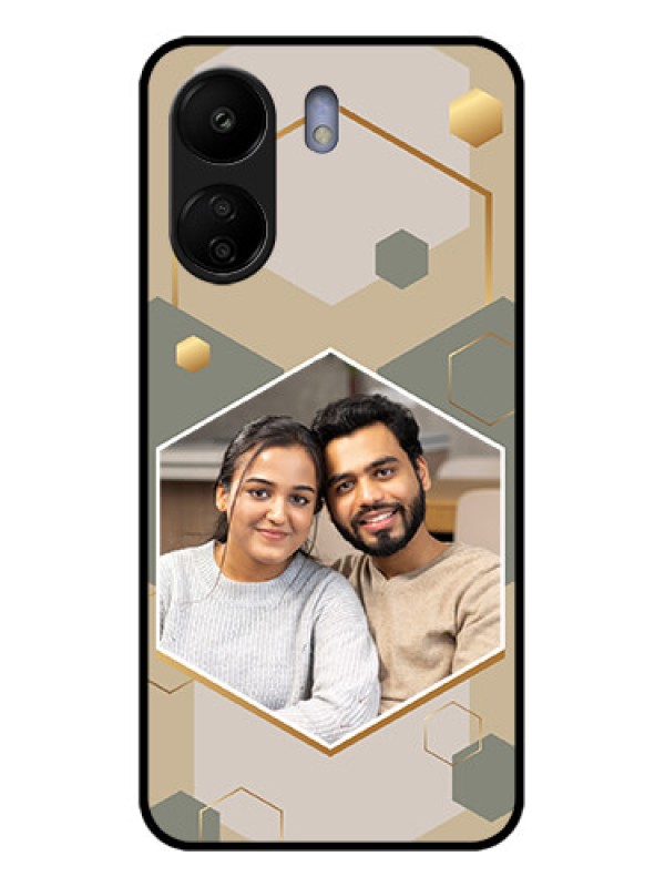 Custom Poco C65 Custom Glass Phone Case - Stylish Hexagon Pattern Design