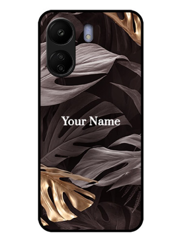 Custom Poco C65 Custom Glass Phone Case - Wild Leaves Digital Paint Design
