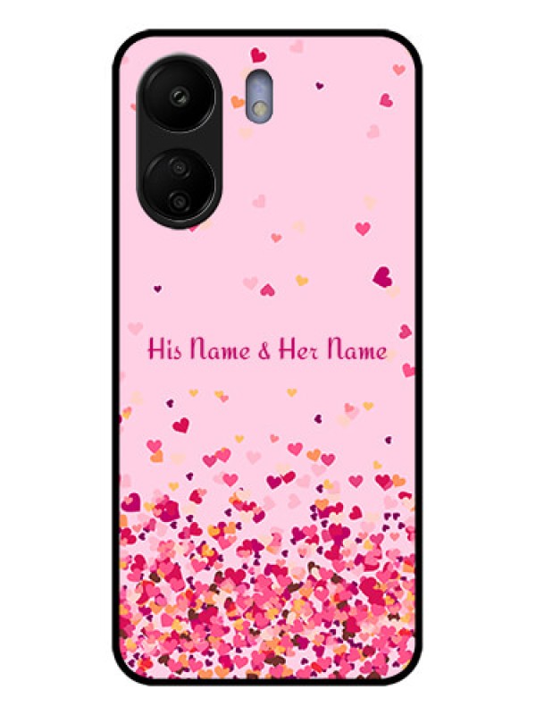 Custom Poco C65 Custom Glass Phone Case - Floating Hearts Design