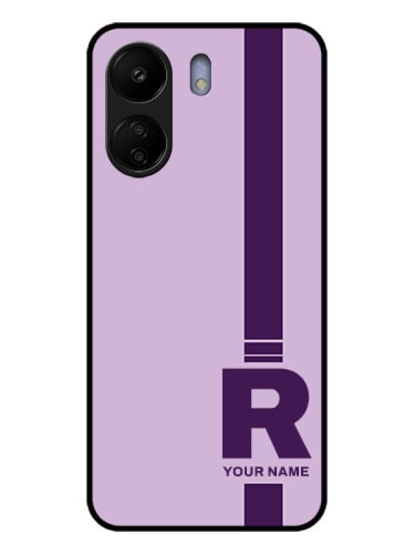 Custom Poco C65 Custom Glass Phone Case - Simple Dual Tone Stripe With Name Design