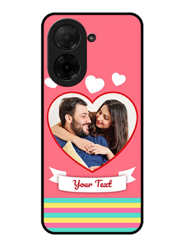 Custom Poco C71 Custom Glass Phone Case - Love Shapes Doodle Design