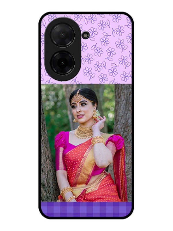 Custom Poco C71 Custom Glass Phone Case - Purple Floral Design