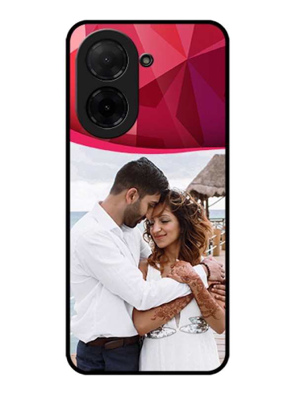 Custom Poco C71 Custom Glass Phone Case - Red Abstract Design