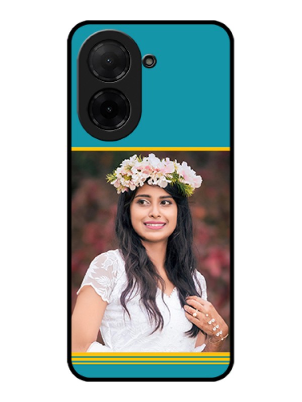 Custom Poco C71 Custom Glass Phone Case - Yellow & Blue Design