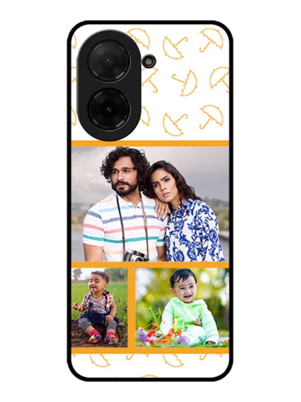 Custom Poco C71 Custom Glass Phone Case - Yellow Pattern Design