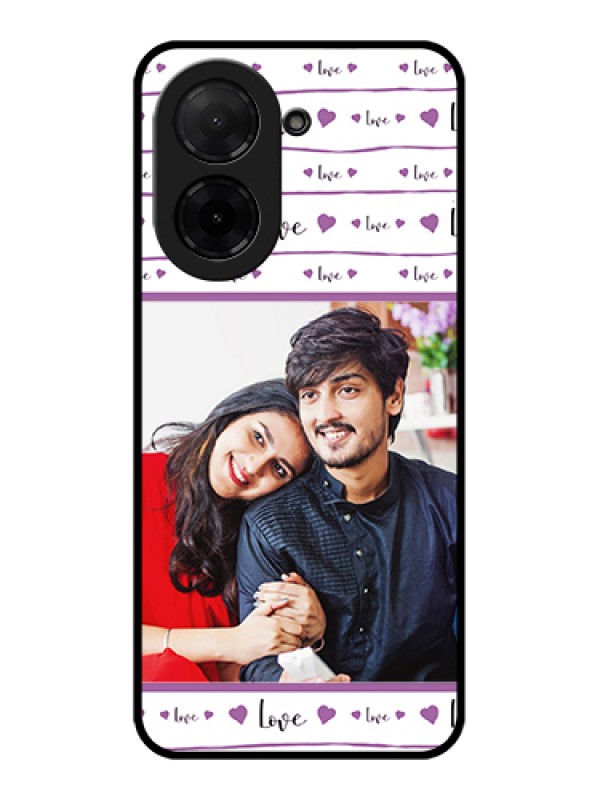 Custom Poco C71 Custom Glass Phone Case - Couples Heart Design