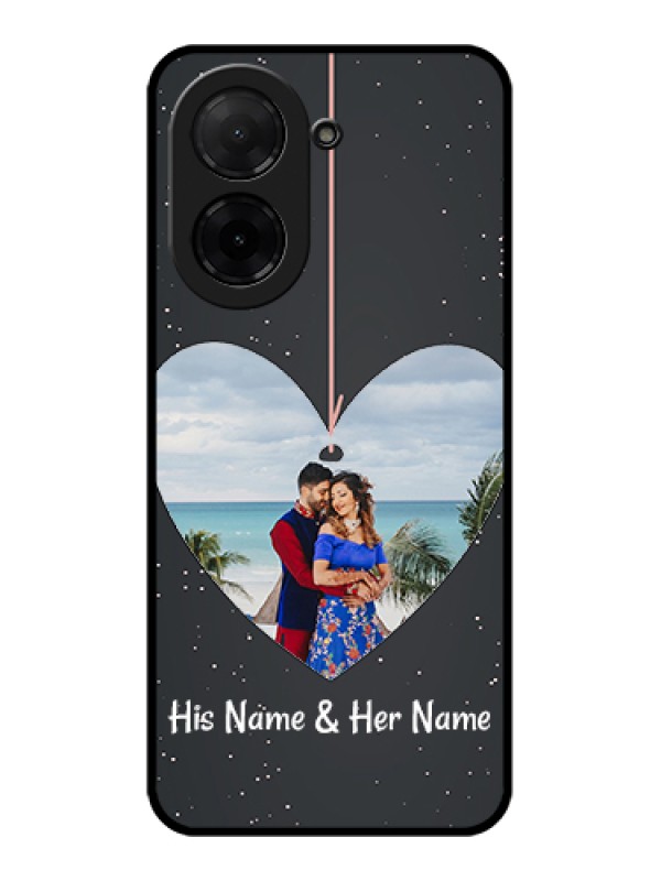 Custom Poco C71 Custom Glass Phone Case - Hanging Heart Design