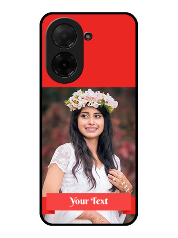 Custom Poco C71 Custom Glass Phone Case - Simple Red Color Design