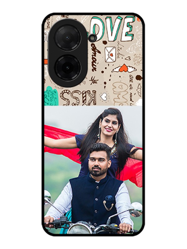 Custom Poco C71 Custom Glass Phone Case - Love Doodle Pattern