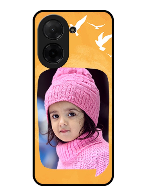 Custom Poco C71 Custom Glass Phone Case - Water Color Design With Bird Icons