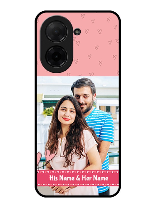 Custom Poco C71 Custom Glass Phone Case - Love Design Peach Color