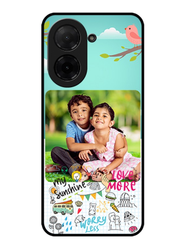 Custom Poco C71 Custom Glass Phone Case - Doodle Love Design
