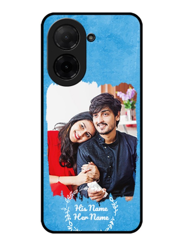 Custom Poco C71 Custom Glass Phone Case - Blue Color Vintage Design