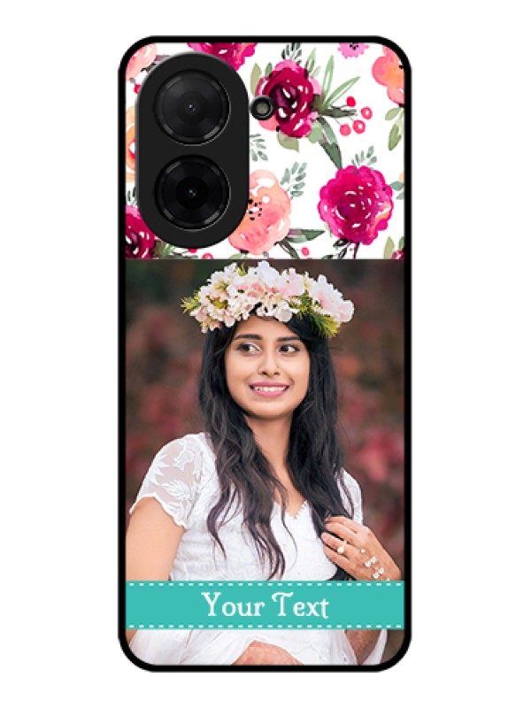 Custom Poco C71 Custom Glass Phone Case - Water Colors Floral Design