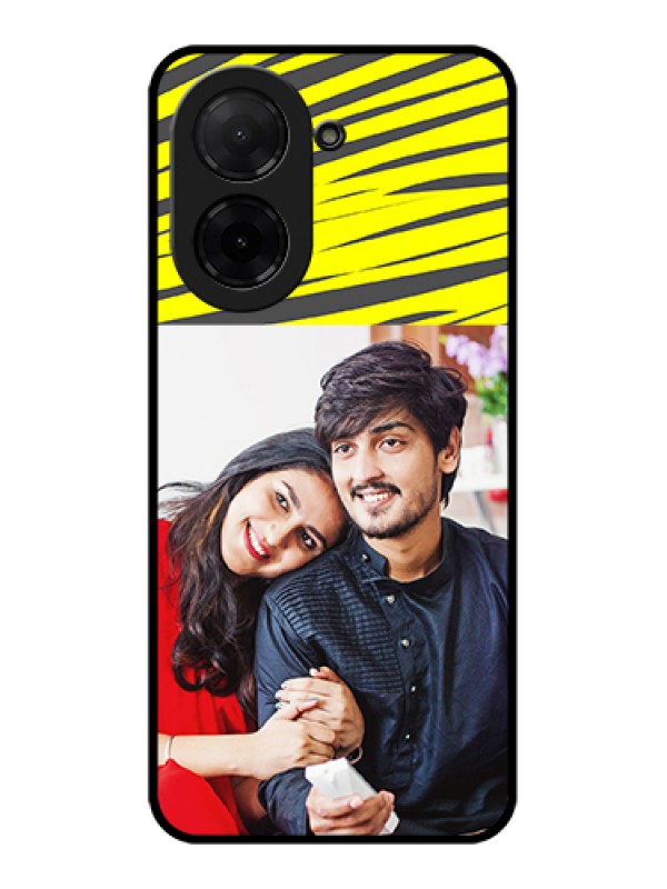 Custom Poco C71 Custom Glass Phone Case - Yellow Abstract Design
