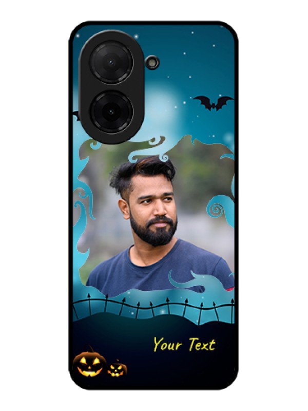 Custom Poco C71 Custom Glass Phone Case - Halloween Frame Design