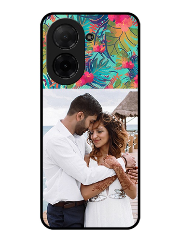 Custom Poco C71 Custom Glass Phone Case - Watercolor Floral Design