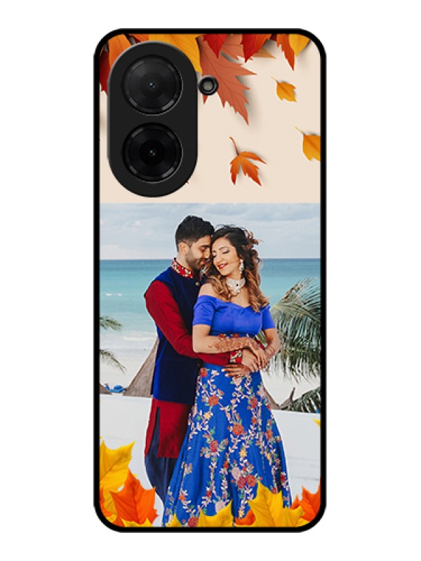 Custom Poco C71 Custom Glass Phone Case - Autumn Maple Leaves Design