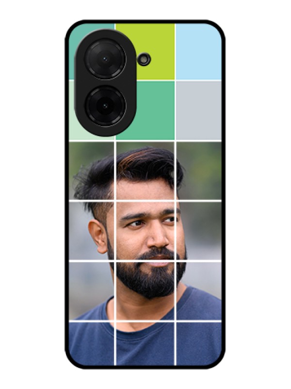 Custom Poco C71 Custom Glass Phone Case - With White Box Pattern