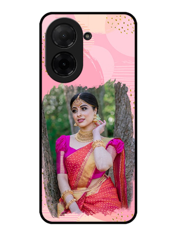 Custom Poco C71 Custom Glass Phone Case - Gold Glitter Splash Design