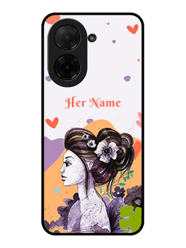Custom Poco C71 Custom Glass Phone Case - Woman And Nature Design