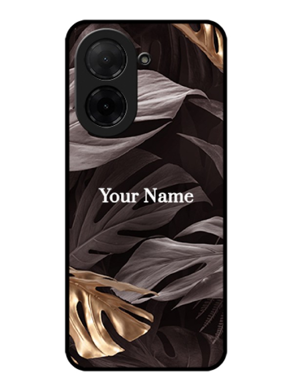 Custom Poco C71 Custom Glass Phone Case - Wild Leaves Digital Paint Design