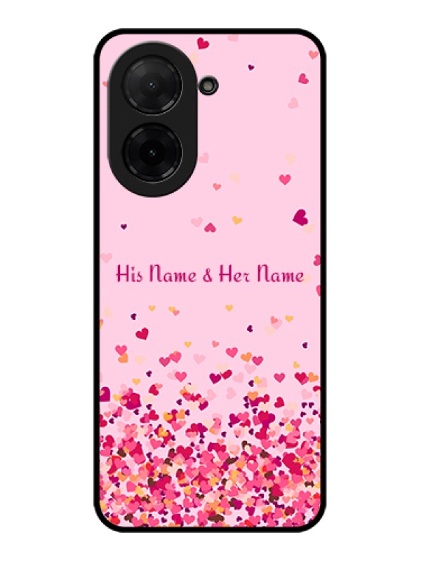 Custom Poco C71 Custom Glass Phone Case - Floating Hearts Design