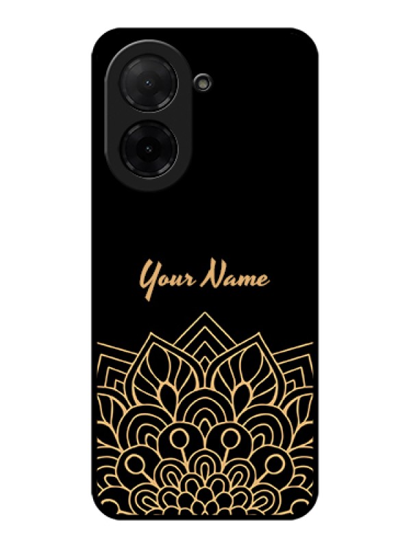 Custom Poco C71 Custom Glass Phone Case - Golden Mandala Design