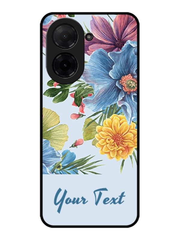 Custom Poco C71 Custom Glass Phone Case - Stunning Watercolored Flowers Painting Design