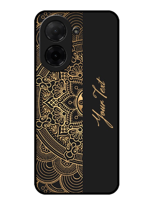 Custom Poco C71 Custom Glass Phone Case - Mandala Art With Custom Text Design
